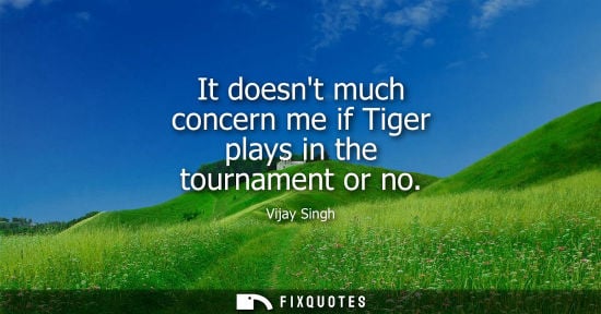 Small: It doesnt much concern me if Tiger plays in the tournament or no