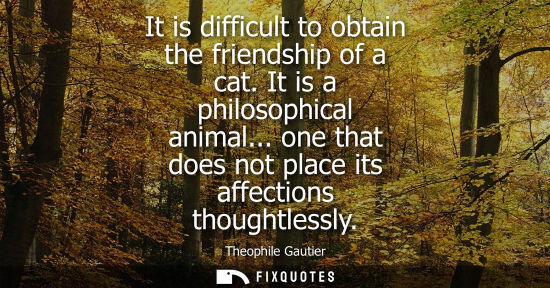 Small: It is difficult to obtain the friendship of a cat. It is a philosophical animal... one that does not pl