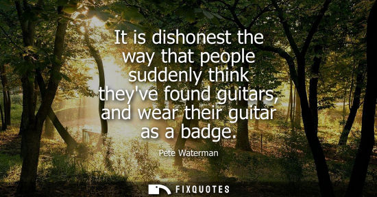 Small: It is dishonest the way that people suddenly think theyve found guitars, and wear their guitar as a bad