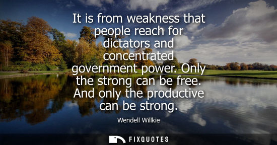 Small: It is from weakness that people reach for dictators and concentrated government power. Only the strong 
