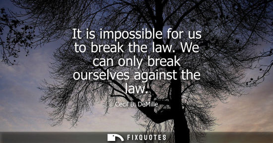Small: It is impossible for us to break the law. We can only break ourselves against the law
