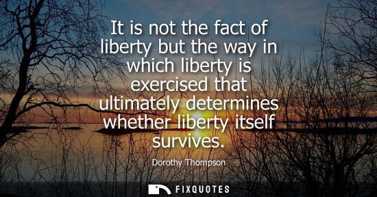 Small: It is not the fact of liberty but the way in which liberty is exercised that ultimately determines whet
