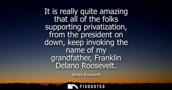 Small: It is really quite amazing that all of the folks supporting privatization, from the president on down, 