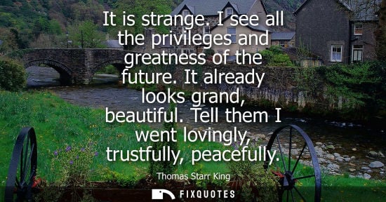 Small: It is strange. I see all the privileges and greatness of the future. It already looks grand, beautiful.