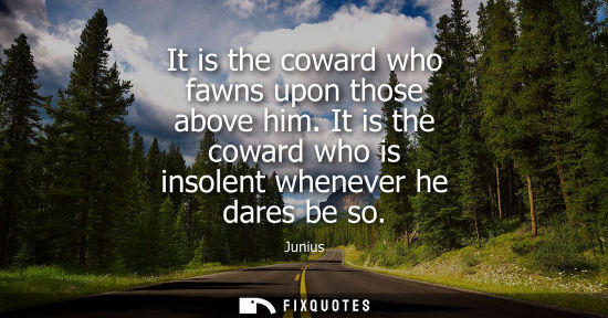 Small: It is the coward who fawns upon those above him. It is the coward who is insolent whenever he dares be 