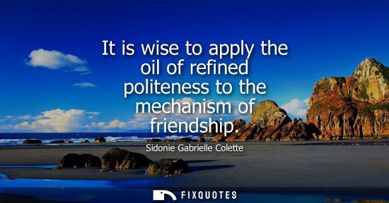 Small: It is wise to apply the oil of refined politeness to the mechanism of friendship