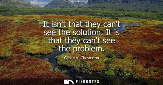 Small: It isnt that they cant see the solution. It is that they cant see the problem