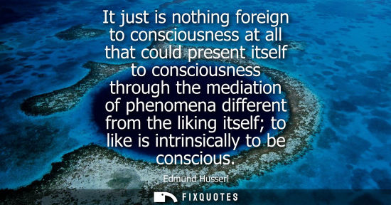 Small: It just is nothing foreign to consciousness at all that could present itself to consciousness through t
