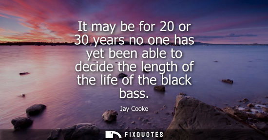 Small: It may be for 20 or 30 years no one has yet been able to decide the length of the life of the black bas