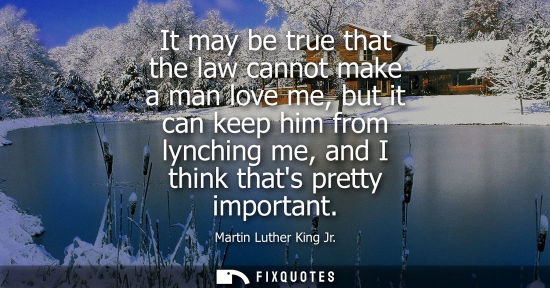 Small: It may be true that the law cannot make a man love me, but it can keep him from lynching me, and I think thats