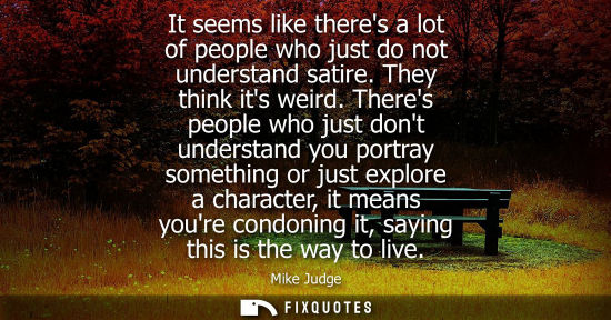 Small: It seems like theres a lot of people who just do not understand satire. They think its weird. Theres pe