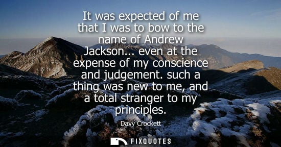 Small: It was expected of me that I was to bow to the name of Andrew Jackson... even at the expense of my cons