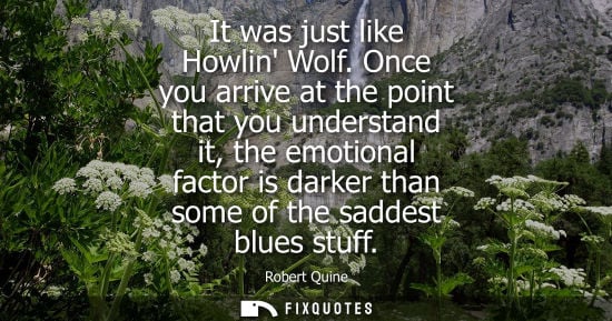 Small: It was just like Howlin Wolf. Once you arrive at the point that you understand it, the emotional factor
