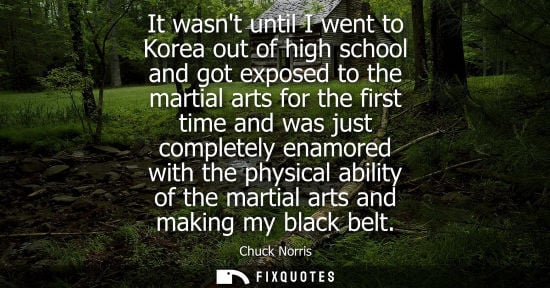 Small: It wasnt until I went to Korea out of high school and got exposed to the martial arts for the first tim