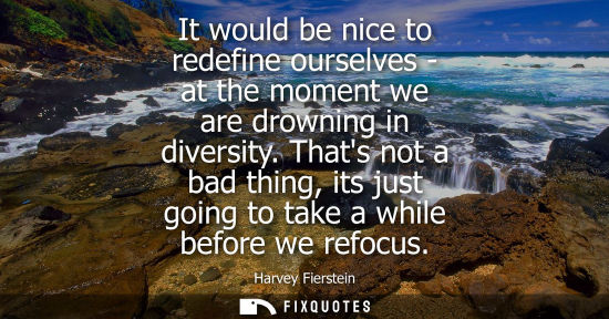 Small: It would be nice to redefine ourselves - at the moment we are drowning in diversity. Thats not a bad th