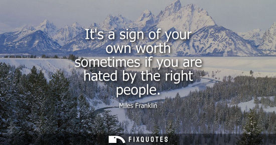 Small: Its a sign of your own worth sometimes if you are hated by the right people