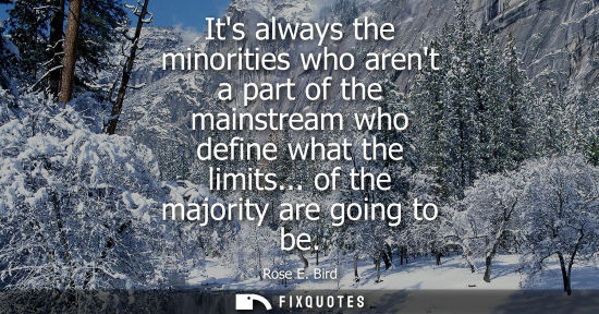 Small: Its always the minorities who arent a part of the mainstream who define what the limits... of the major
