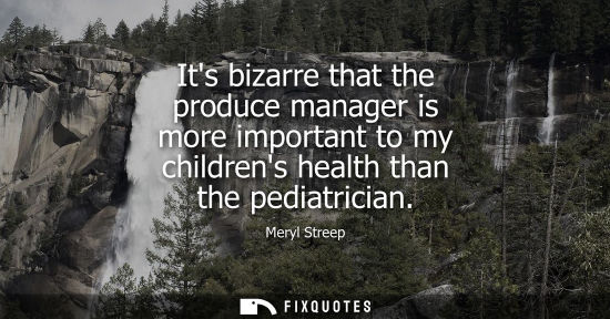 Small: Its bizarre that the produce manager is more important to my childrens health than the pediatrician