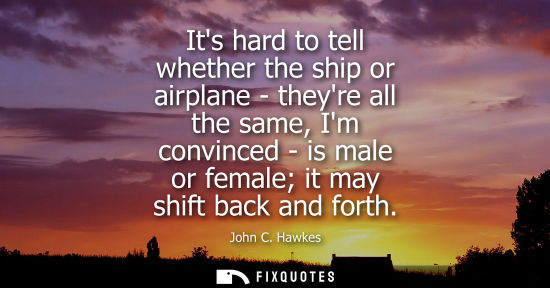 Small: Its hard to tell whether the ship or airplane - theyre all the same, Im convinced - is male or female i