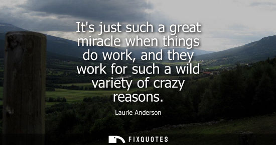 Small: Its just such a great miracle when things do work, and they work for such a wild variety of crazy reaso