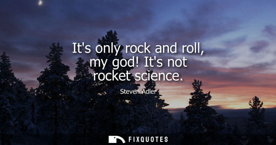 Small: Its only rock and roll, my god! Its not rocket science - Steven Adler