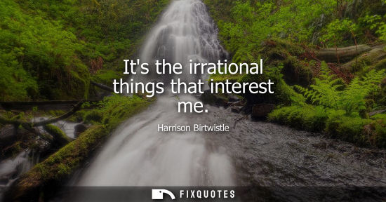 Small: Its the irrational things that interest me