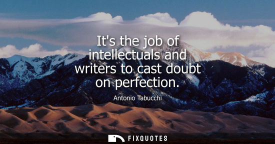 Small: Its the job of intellectuals and writers to cast doubt on perfection