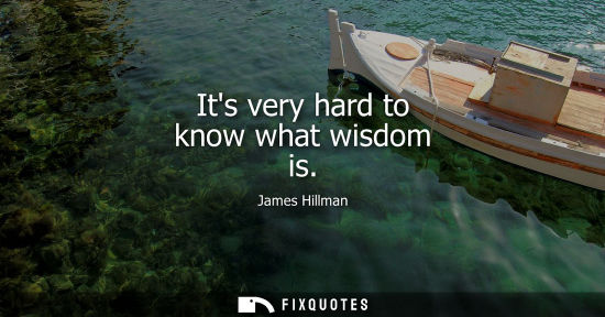 Small: Its very hard to know what wisdom is