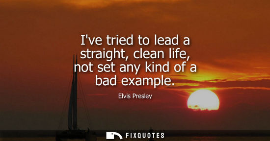 Small: Ive tried to lead a straight, clean life, not set any kind of a bad example