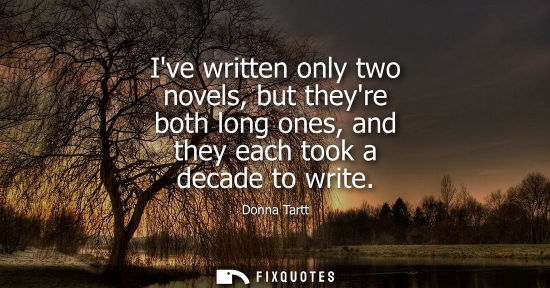 Small: Ive written only two novels, but theyre both long ones, and they each took a decade to write