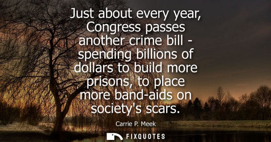 Small: Just about every year, Congress passes another crime bill - spending billions of dollars to build more 