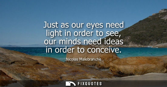 Small: Just as our eyes need light in order to see, our minds need ideas in order to conceive