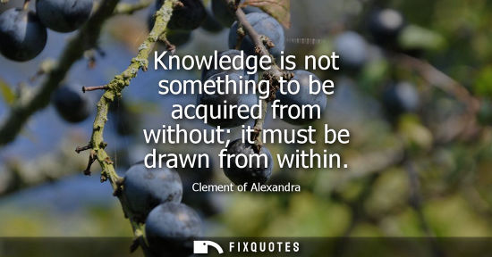 Small: Knowledge is not something to be acquired from without it must be drawn from within