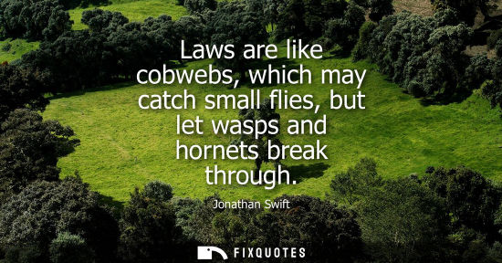 Small: Laws are like cobwebs, which may catch small flies, but let wasps and hornets break through