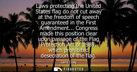 Small: Laws protecting the United States flag do not cut away at the freedom of speech guaranteed in the First