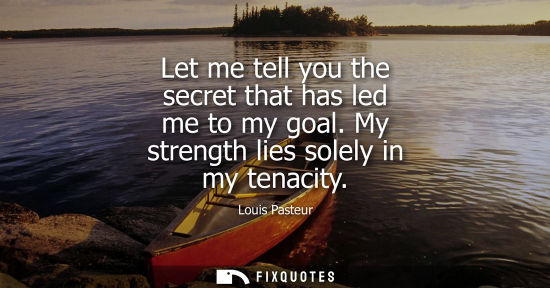 Small: Let me tell you the secret that has led me to my goal. My strength lies solely in my tenacity