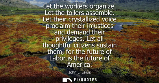 Small: Let the workers organize. Let the toilers assemble. Let their crystallized voice proclaim their injusti