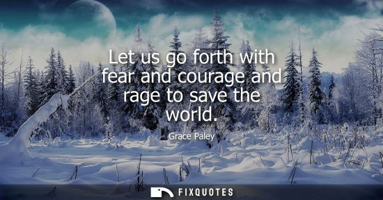 Small: Let us go forth with fear and courage and rage to save the world