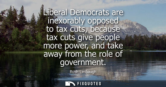 Small: Liberal Democrats are inexorably opposed to tax cuts, because tax cuts give people more power, and take
