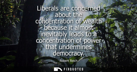 Small: Liberals are concerned about the concentration of wealth because it almost inevitably leads to a concen