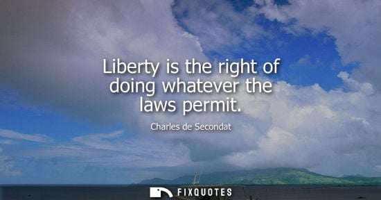 Small: Liberty is the right of doing whatever the laws permit