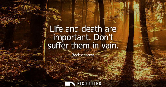 Small: Life and death are important. Dont suffer them in vain