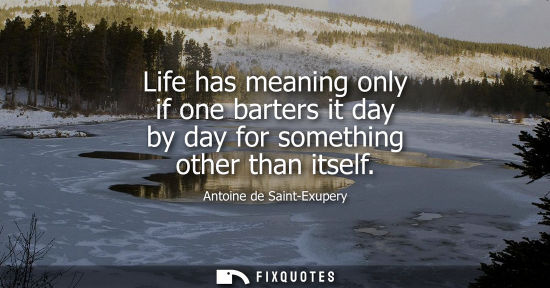 Small: Life has meaning only if one barters it day by day for something other than itself