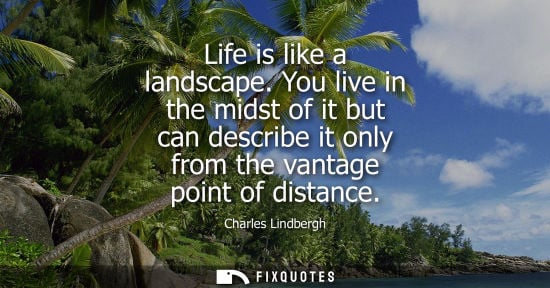 Small: Life is like a landscape. You live in the midst of it but can describe it only from the vantage point of dista