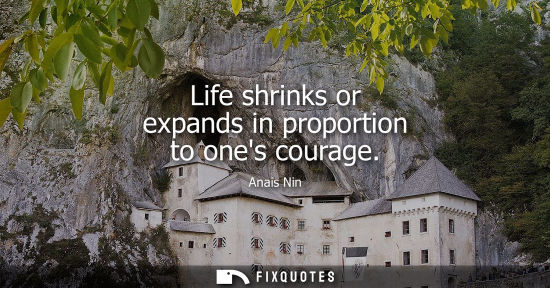 Small: Life shrinks or expands in proportion to ones courage