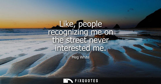 Small: Like, people recognizing me on the street never interested me