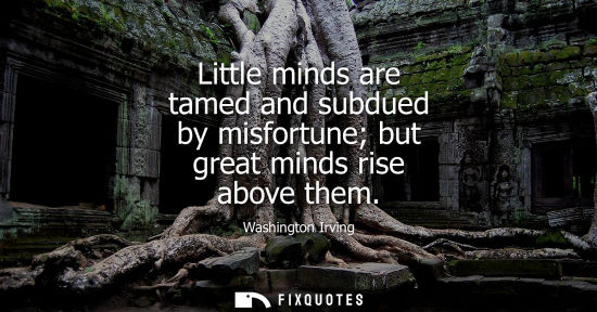 Small: Little minds are tamed and subdued by misfortune but great minds rise above them
