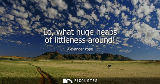Small: Lo, what huge heaps of littleness around!