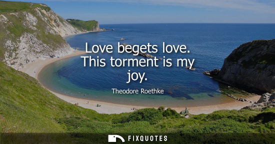 Small: Love begets love. This torment is my joy