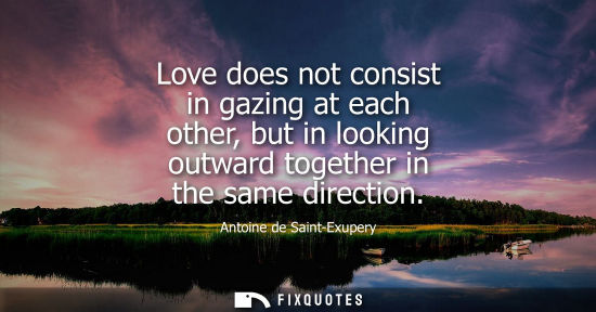 Small: Love does not consist in gazing at each other, but in looking outward together in the same direction
